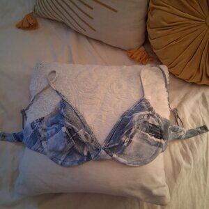 Forever 21 Denim Print Bikini Top Size S
